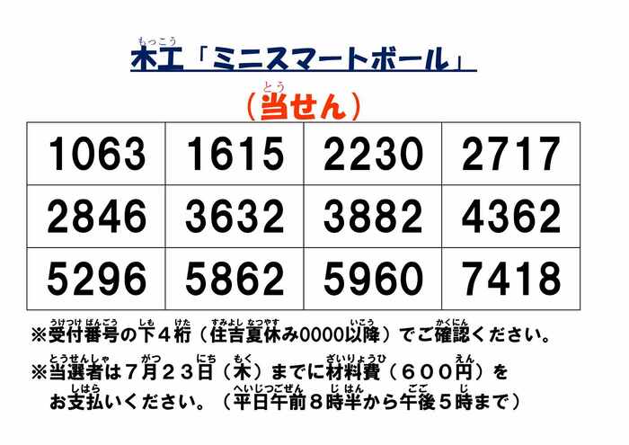 画像 ミニスマートボール当せん者