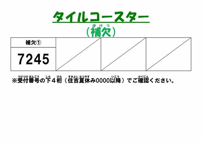 画像 「タイルコースター」補欠者