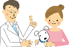 画像　獣医師と犬のイラスト