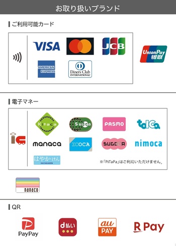 キャッシュレス取り扱い対応ブランド