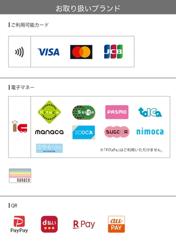 キャッシュレス取り扱い対応ブランド