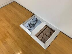 床に置かれた写真の作品