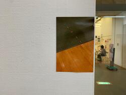 壁に貼られた館内の床の写真