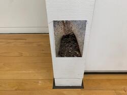 巾木の上に貼られた木の写真