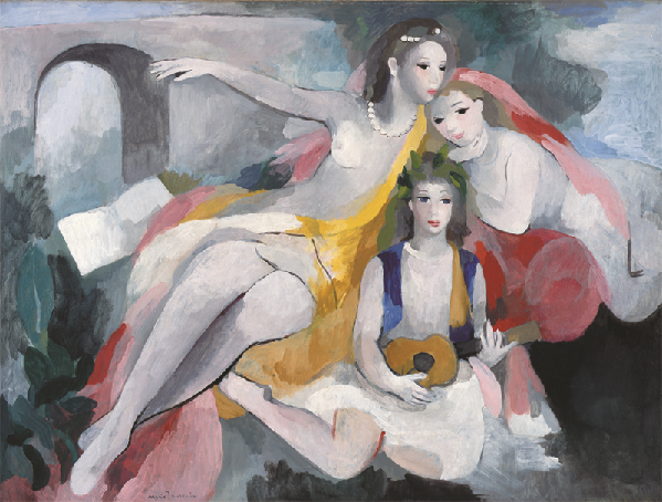《三人の若い女》1953年頃　マリー・ローランサン美術館蔵