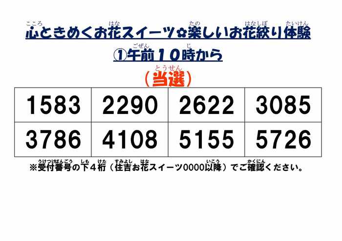 画像　「お花絞り体験」1回目当選者