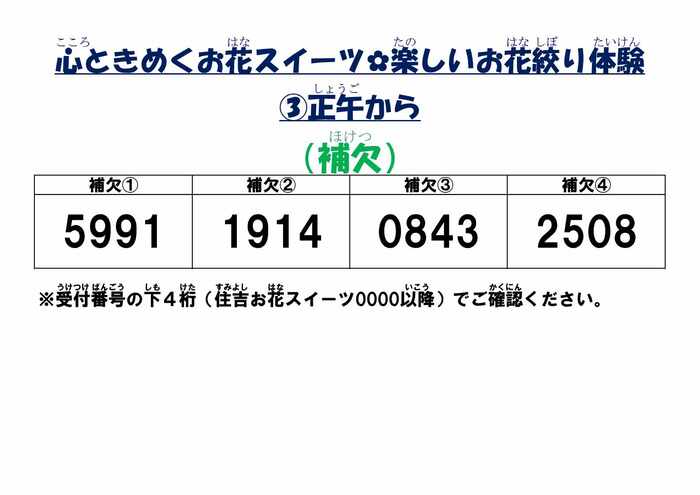 画像　「お花絞り体験」3回目補欠者