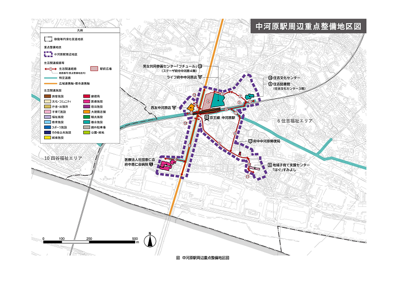 中河原駅周辺重点整備地区図