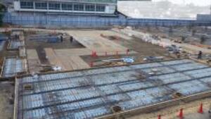 体育館棟の鉄筋工事写真