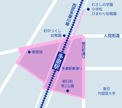 地図　環境美化推進地区（多磨駅周辺）