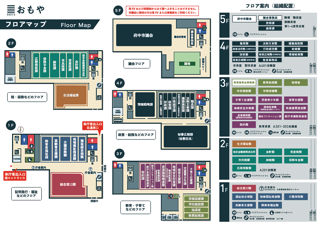 画像：市役所「おもや」のフロア図